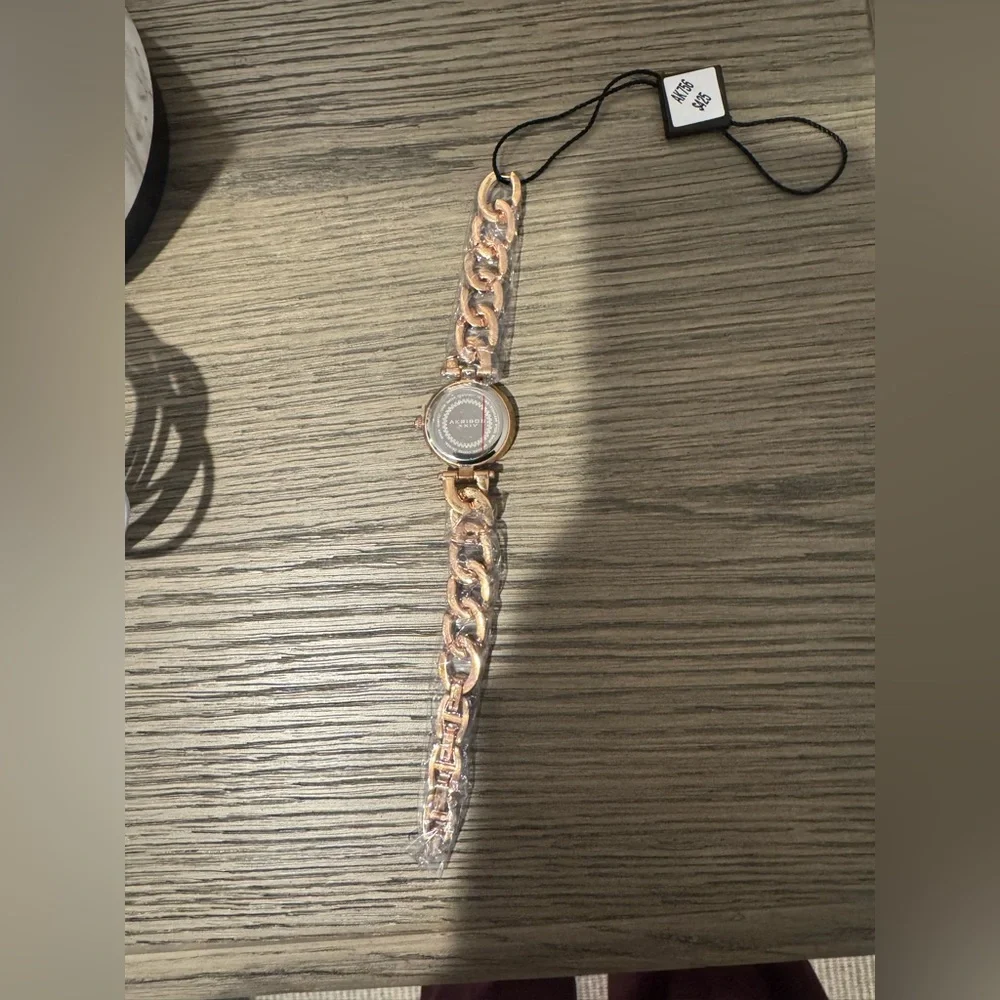 NWT Akribos XXIV Women's AK756SS "Brillianaire" Crystal-Accented ROSE GOLD - Picture 7 of 7